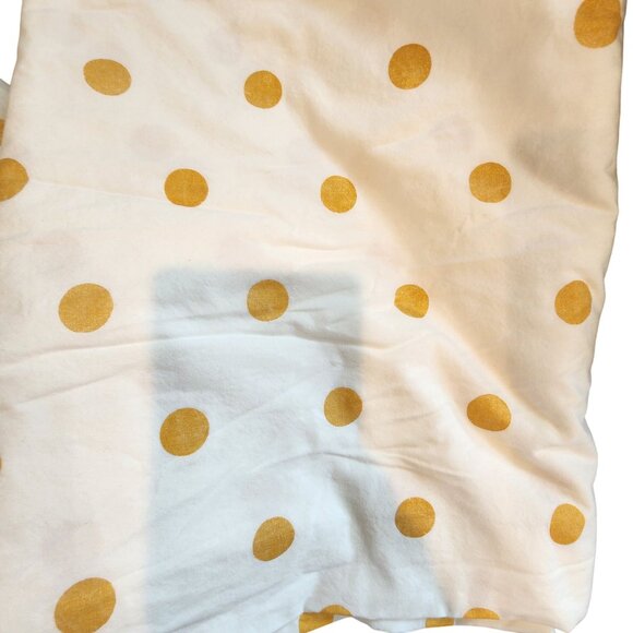 The Land Of Nod Twin Fitted & Flat Sheet Yellow Polka Dot Print Cotton - Picture 2 of 3